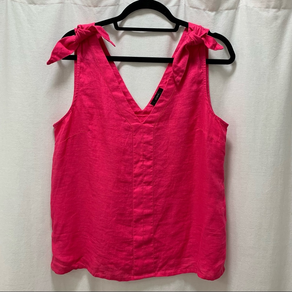 J. Crew Pink Linen Shirt with bows - Small